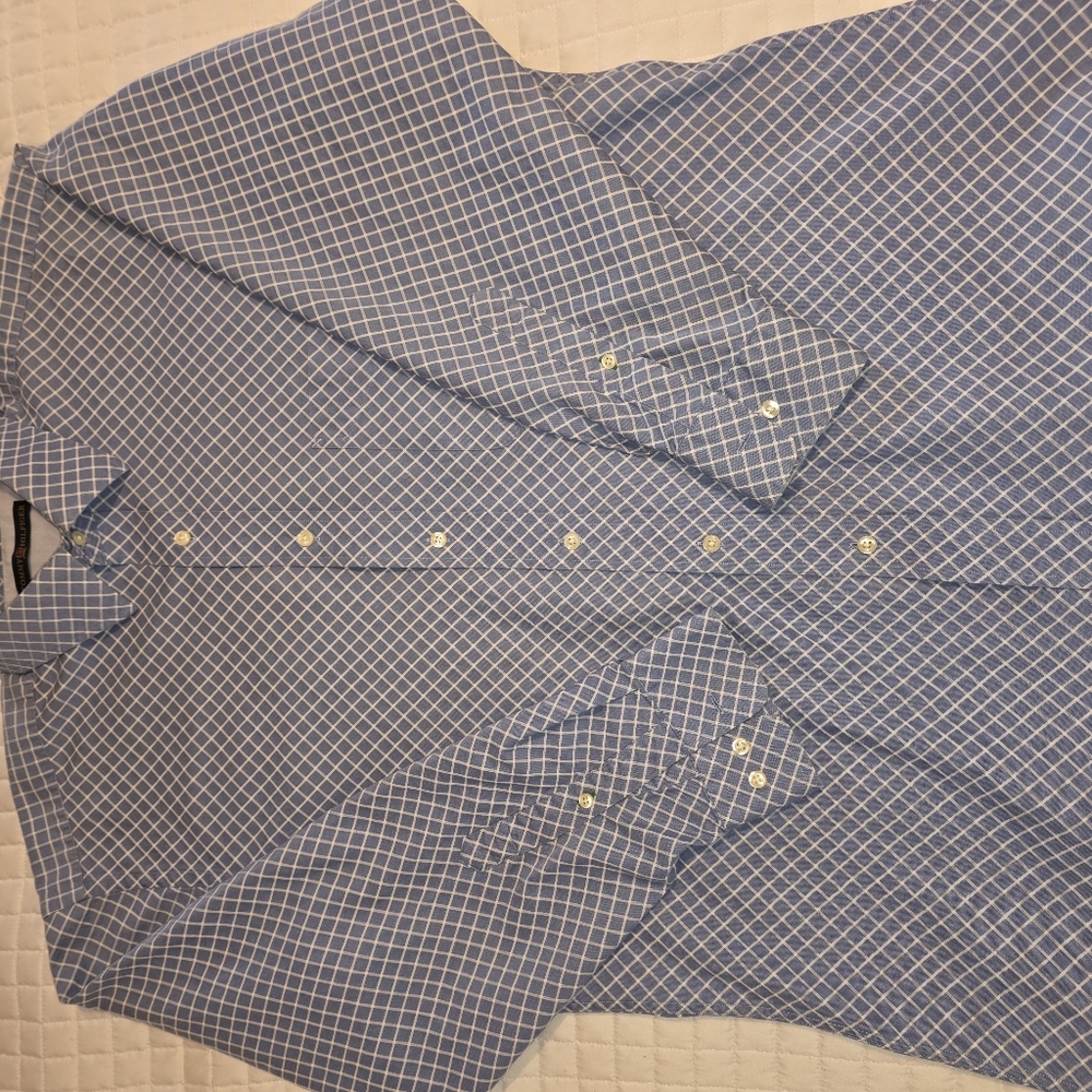 Tommy Hilfiger Blue and White Plaid Shirt